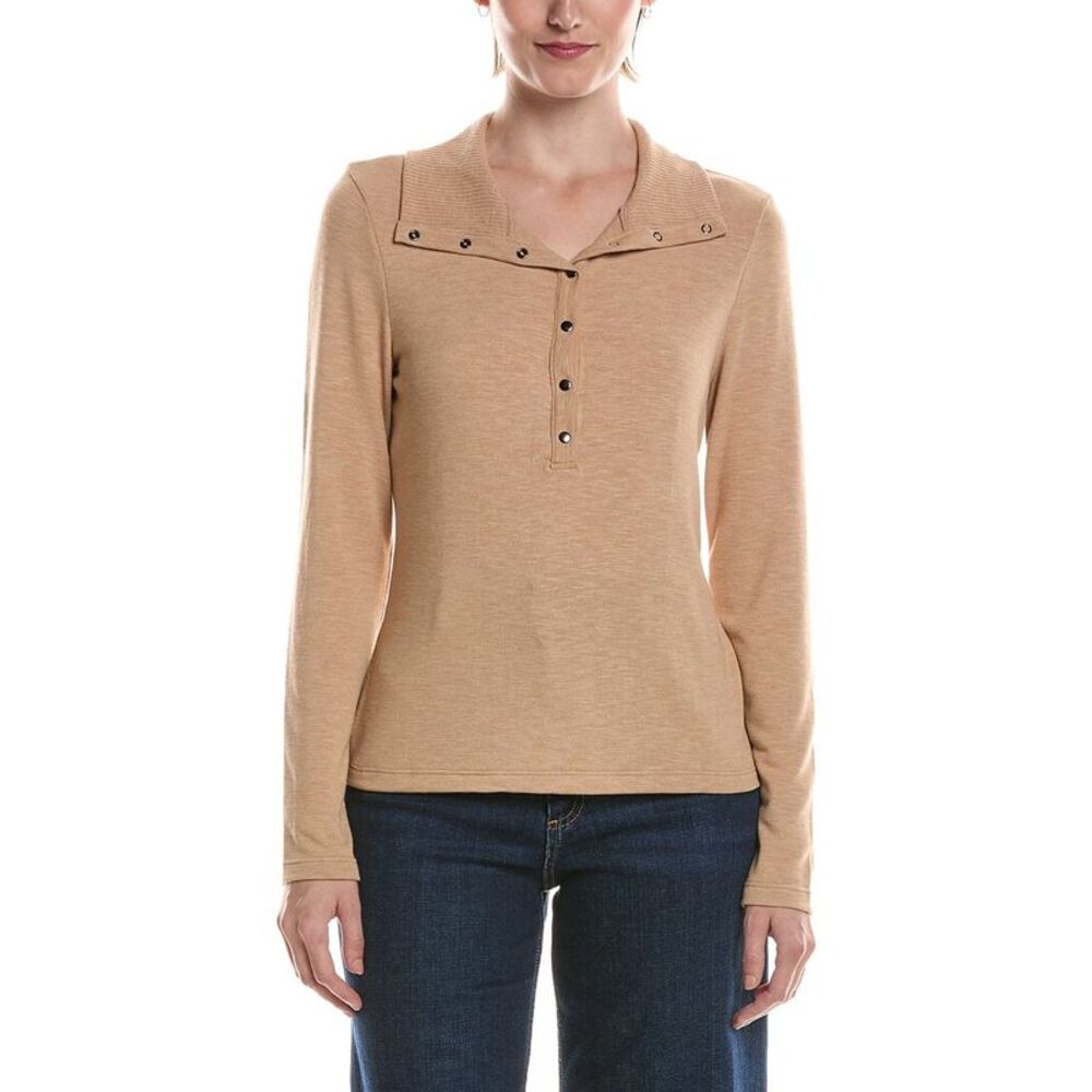Michael Stars Womens Issa Rib Mix Henley, Brown